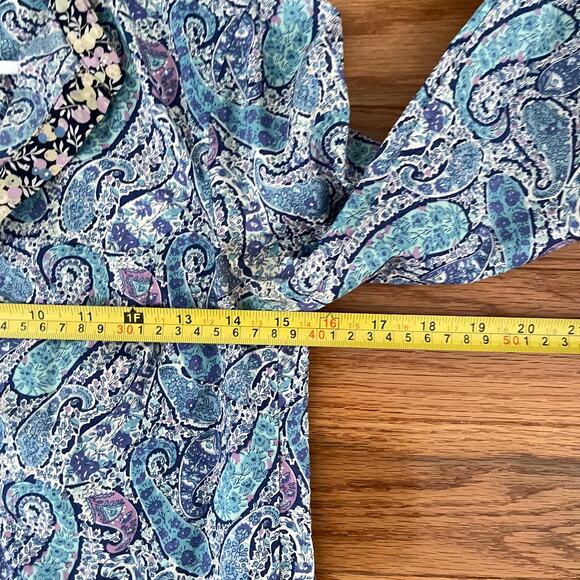 J. Crew Liberty Arts Fabrics Popover Shirt Womens 00 Blue Paisley Cottagecore - Picture 5 of 5